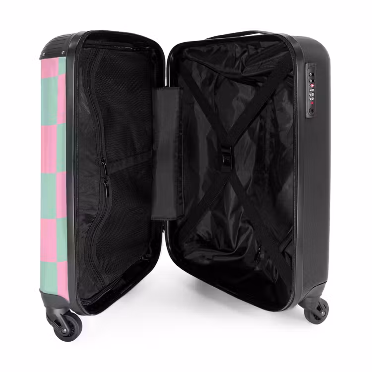 Valise - Carrés - rose/bleu menthe — 4