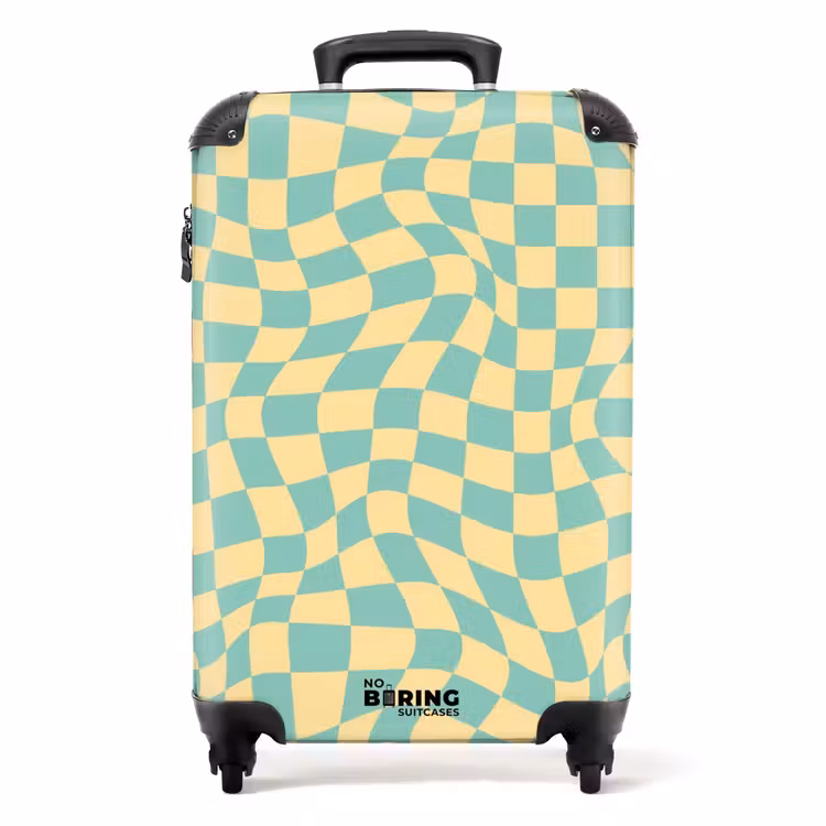 Valise - Carrés - Vagues vertes/jaunes — 1