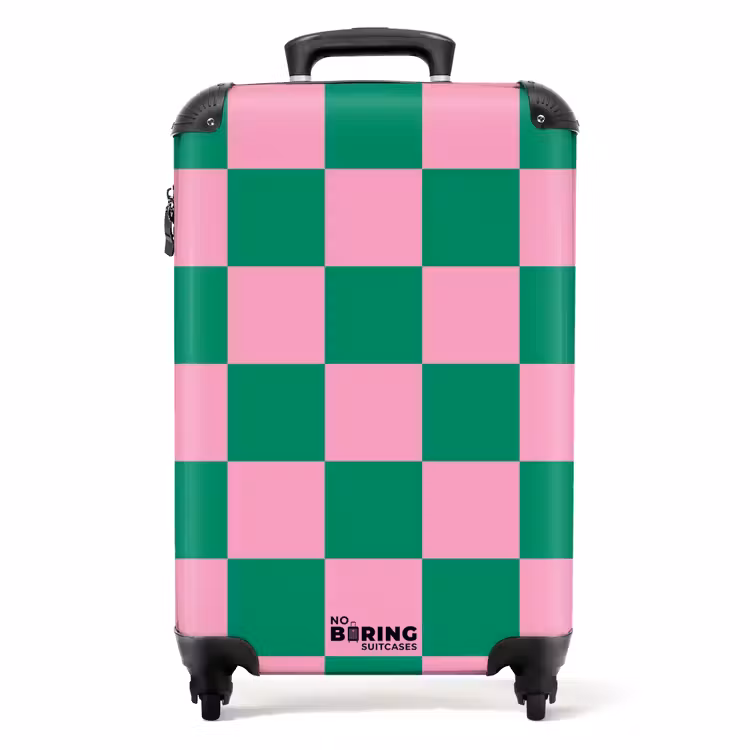 Valise - Carrés - Vert/rose — 1