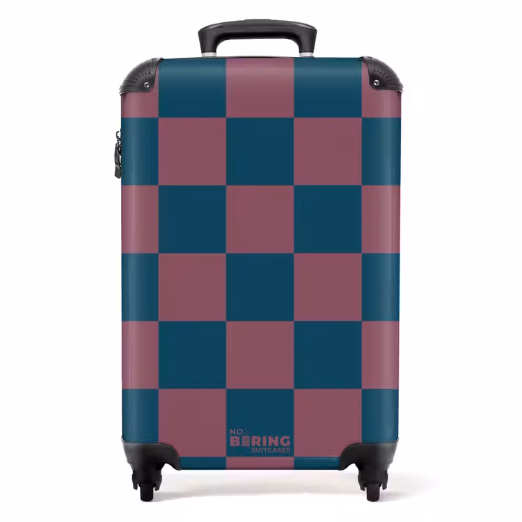 Valise - Carrés - Bleu/Rouge — 1
