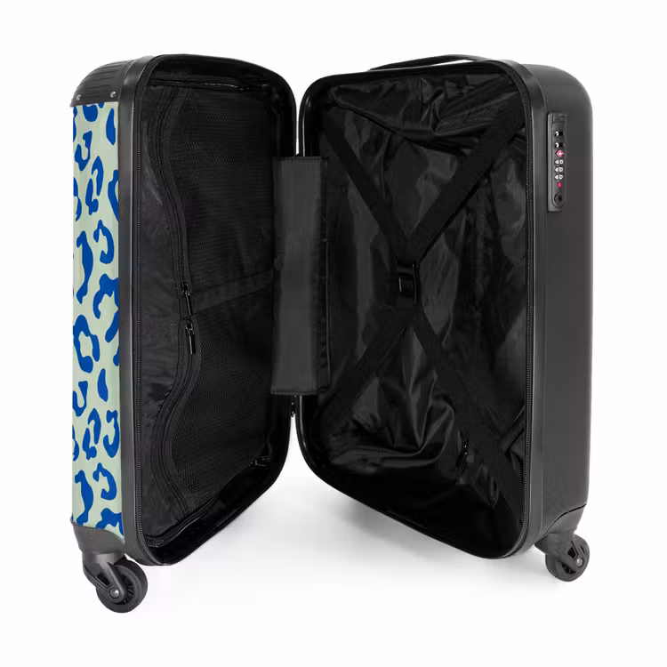 Valise - Imprimés animaliers - Valise imprimée panthère en bleu et vert pastel — 4