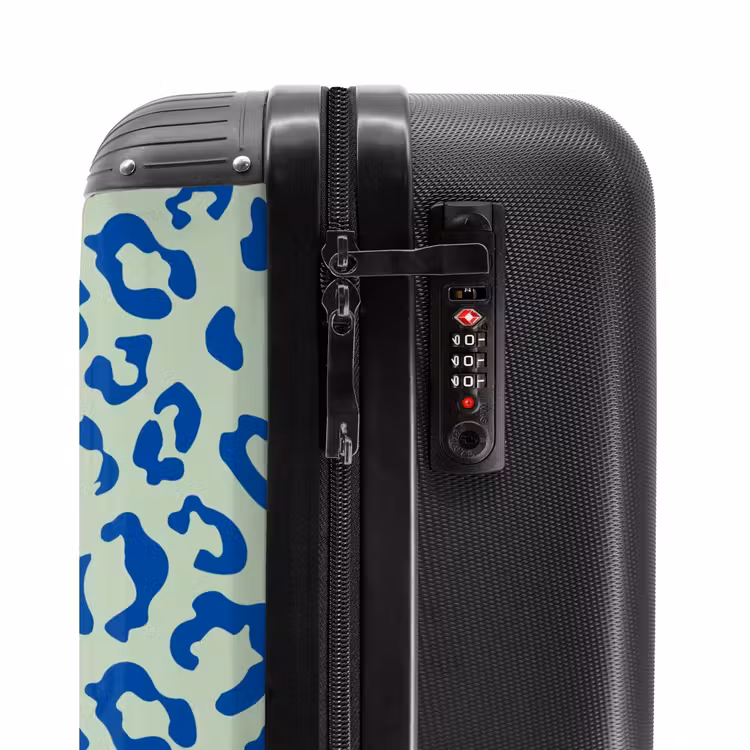 Valise - Imprimés animaliers - Valise imprimée panthère en bleu et vert pastel — 5