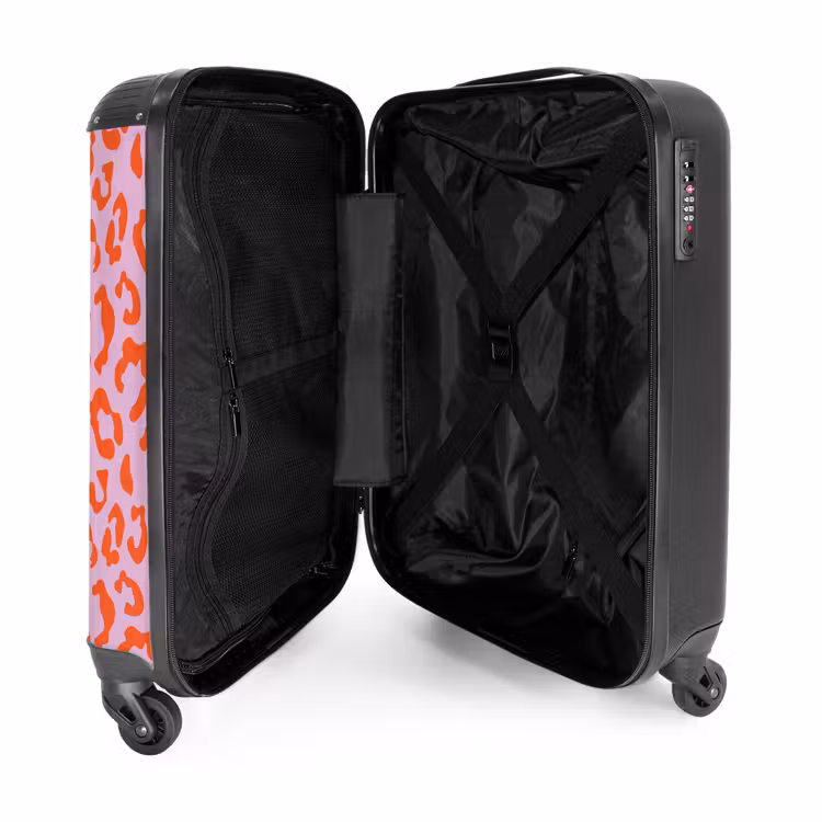 Valise - Imprimés animaliers - Valise imprimée panthère en orange et rose clair — 4