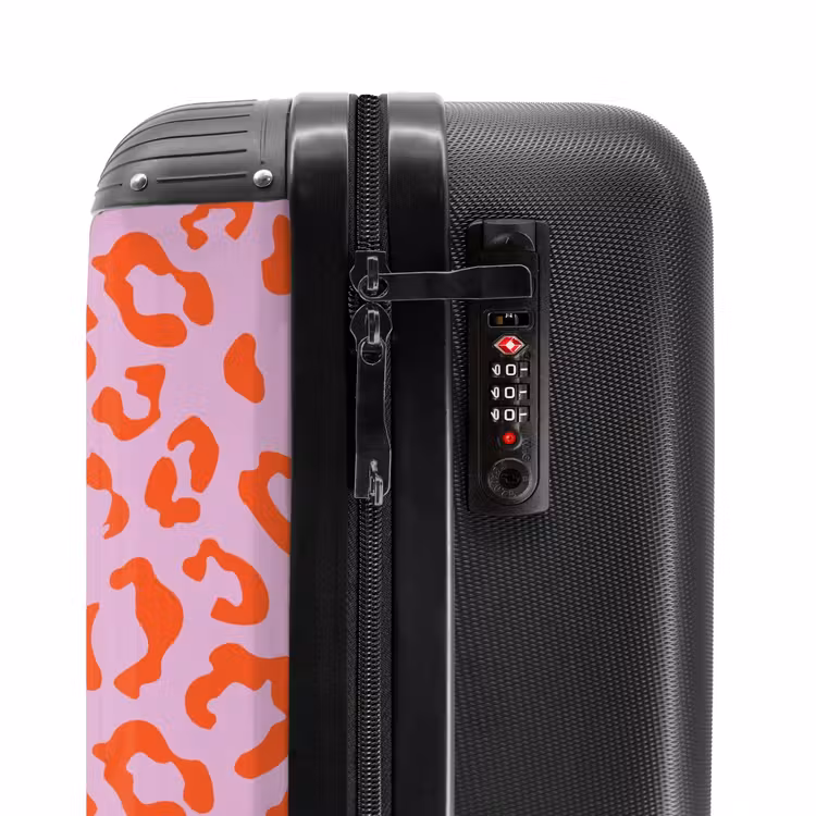Valise - Imprimés animaliers - Valise imprimée panthère en orange et rose clair — 5