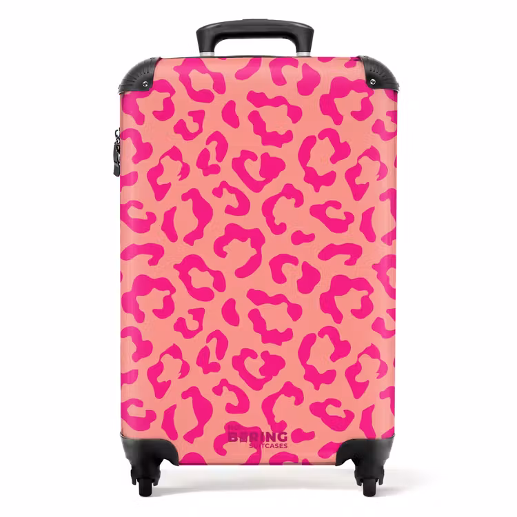 Valise - Imprimés animaliers - Valise imprimée panthère en rose et rose corail — 1
