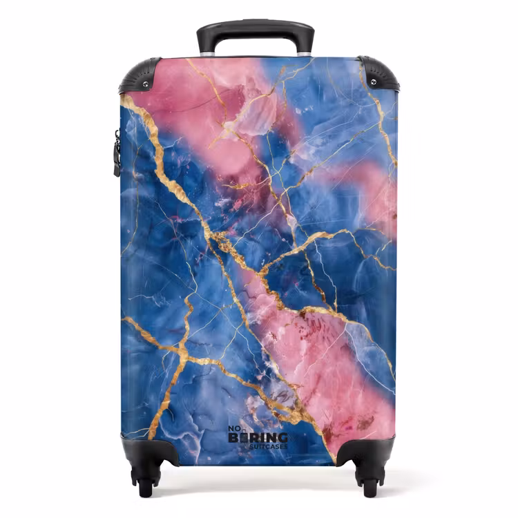 Valise - Marbre - Marbre rose et bleu avec veines dorées — 1