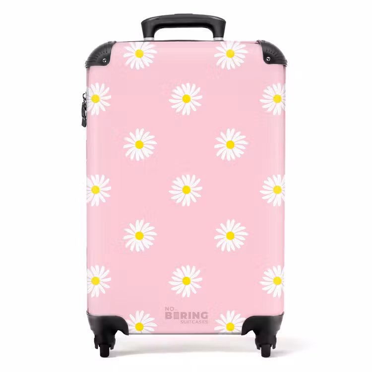 Valise - Pastel - Marguerites sur fond rose clair — 1