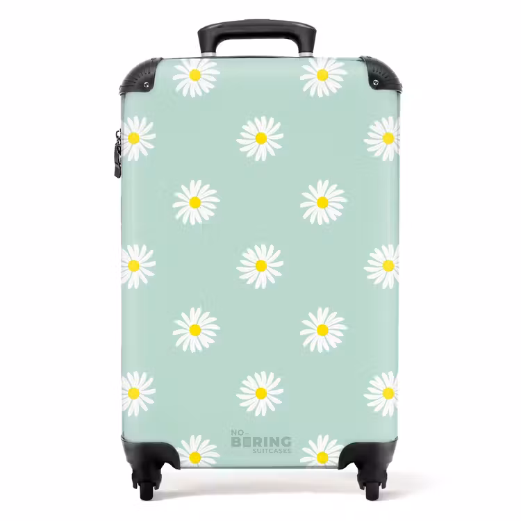 Valise - Pastel - Marguerites sur fond vert pastel — 1