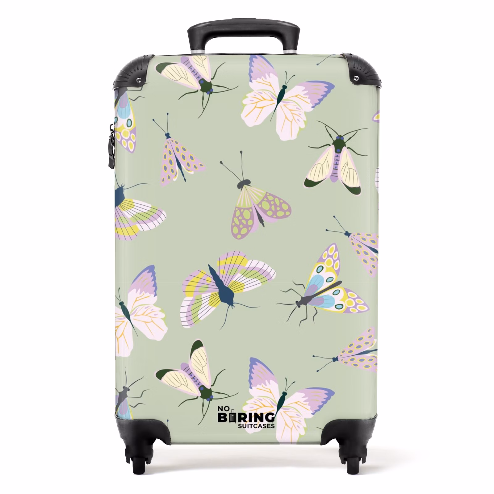 Valise - Souvenirs d'été - Papillons et papillons de nuit sur fond vert sauge — 1