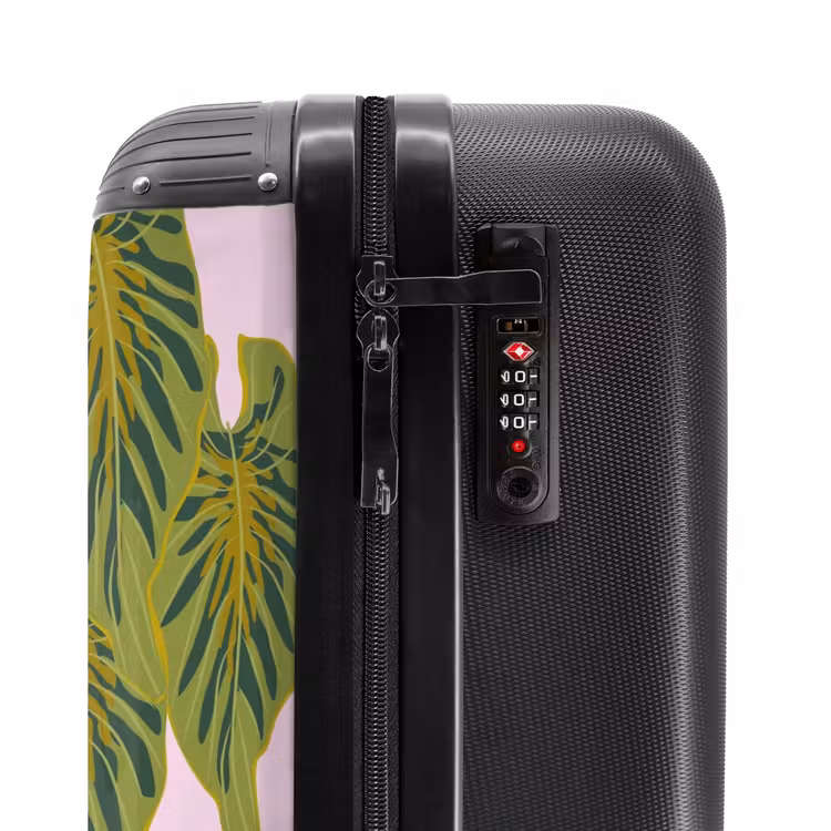 Valise - Souvenirs d'été - Feuilles tropicales sur fond rose — 5