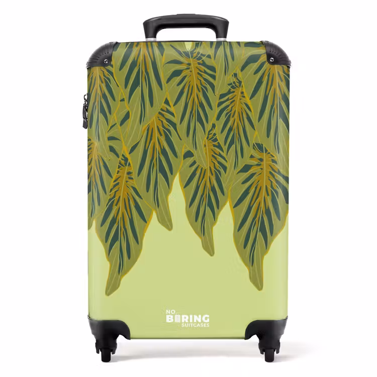 Valise - Souvenirs d'été - Feuilles tropicales sur fond vert — 1