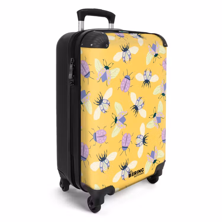 Valise - Souvenirs d'été - Motif joyeux d'insectes sur fond jaune — 2