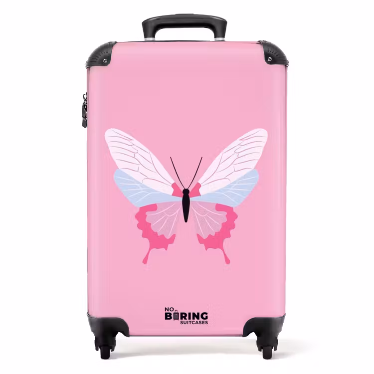 Valise - Souvenirs d'été - Papillon sur fond rose — 1
