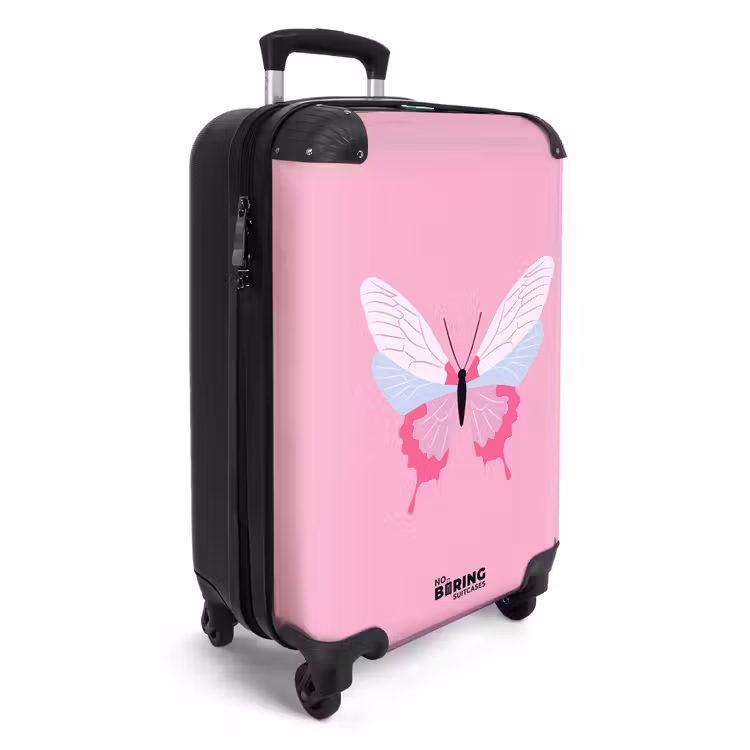 Valise - Souvenirs d'été - Papillon sur fond rose — 2