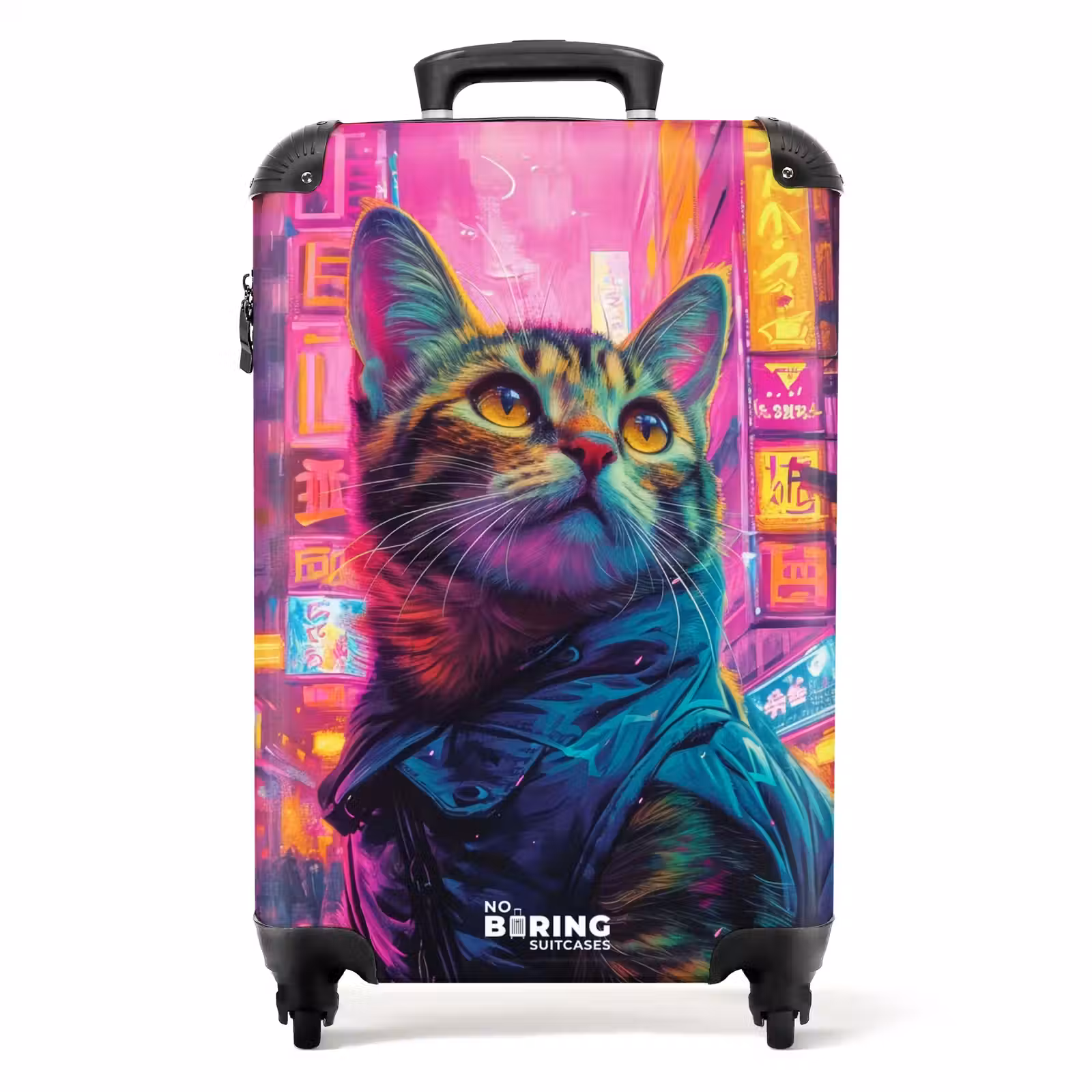 Valise - Chat avec manteau dans une ville colorée — 1