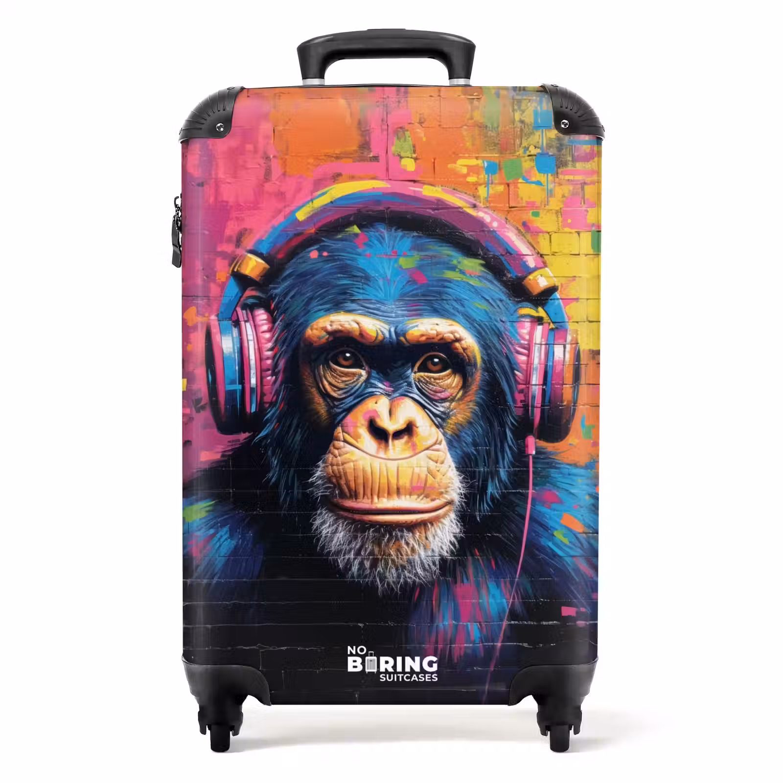 Valise - Singe coloré avec des écouteurs dans un style graffiti — 1