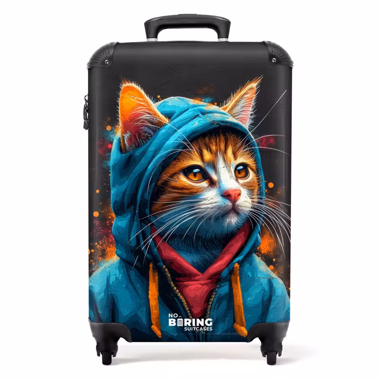 Valise - Chat graffiti avec gilet bleu — 1