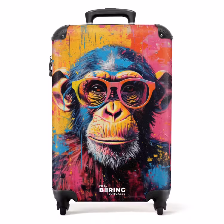 Valise - Chimpanzé avec des lunettes dans un style graffiti — 1
