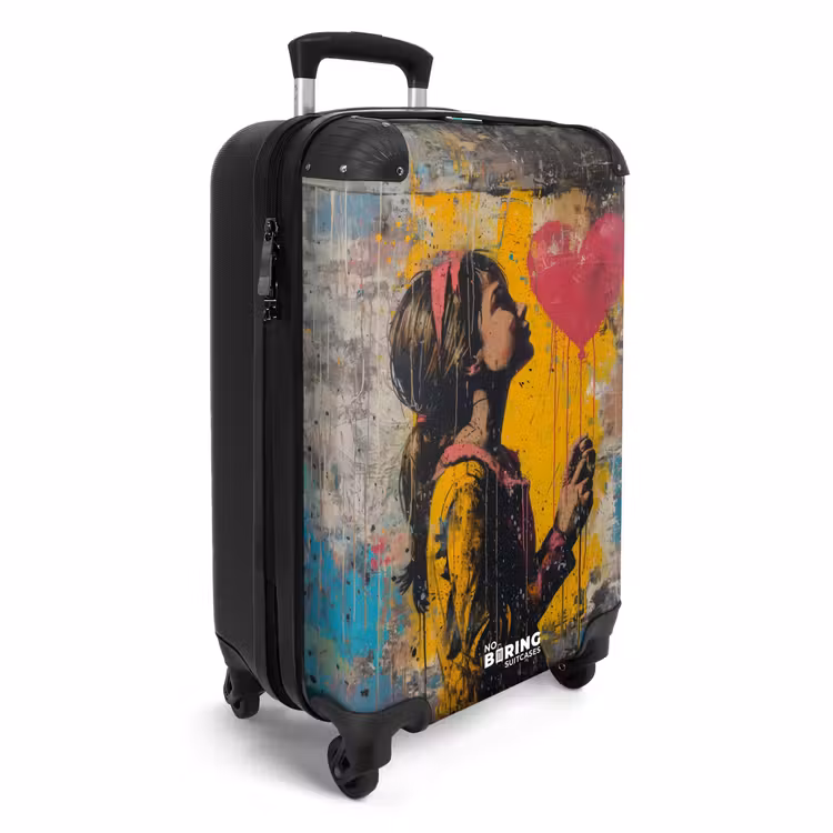 Valise - Fille avec un ballon en forme de coeur dans un style graffiti — 2