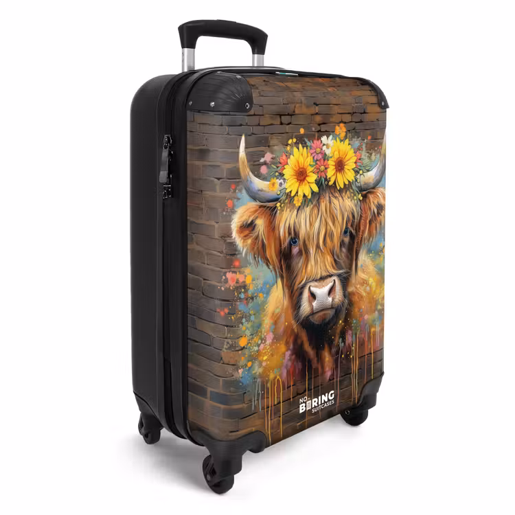 Valise - Graffiti Highlander écossais avec fleurs — 2