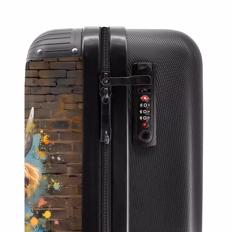 Valise - Graffiti Highlander écossais avec fleurs — 5
