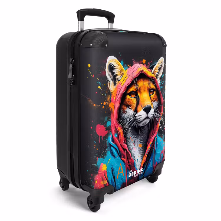 Valise - Renard avec pelage rose et bleu et éclaboussures de peinture — 2