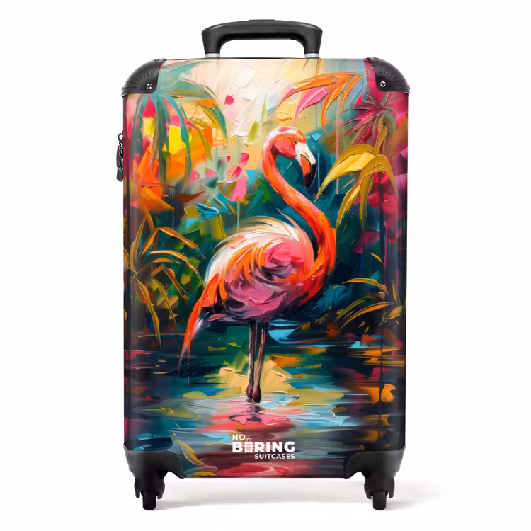Valise - Flamant dans une peinture à l'huile colorée — 1