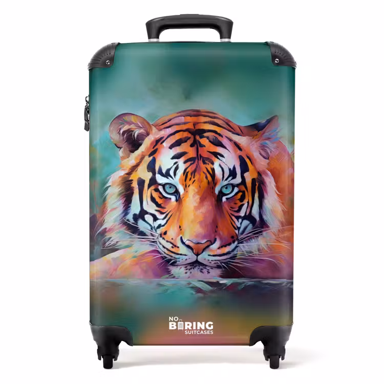 Valise - Peinture à l'huile représentant un tigre couché — 1