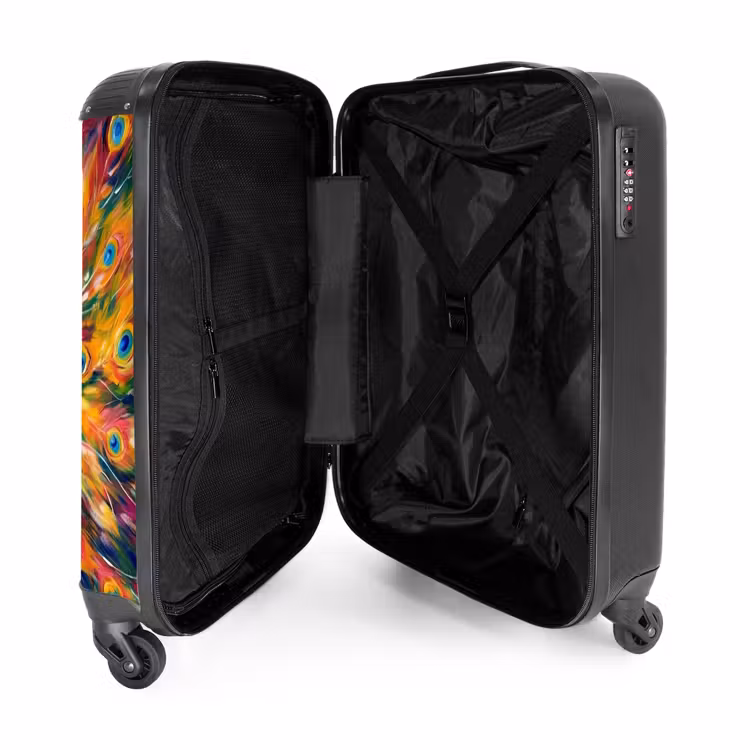 Valise - Portrait coloré d'un paon à l'huile — 4