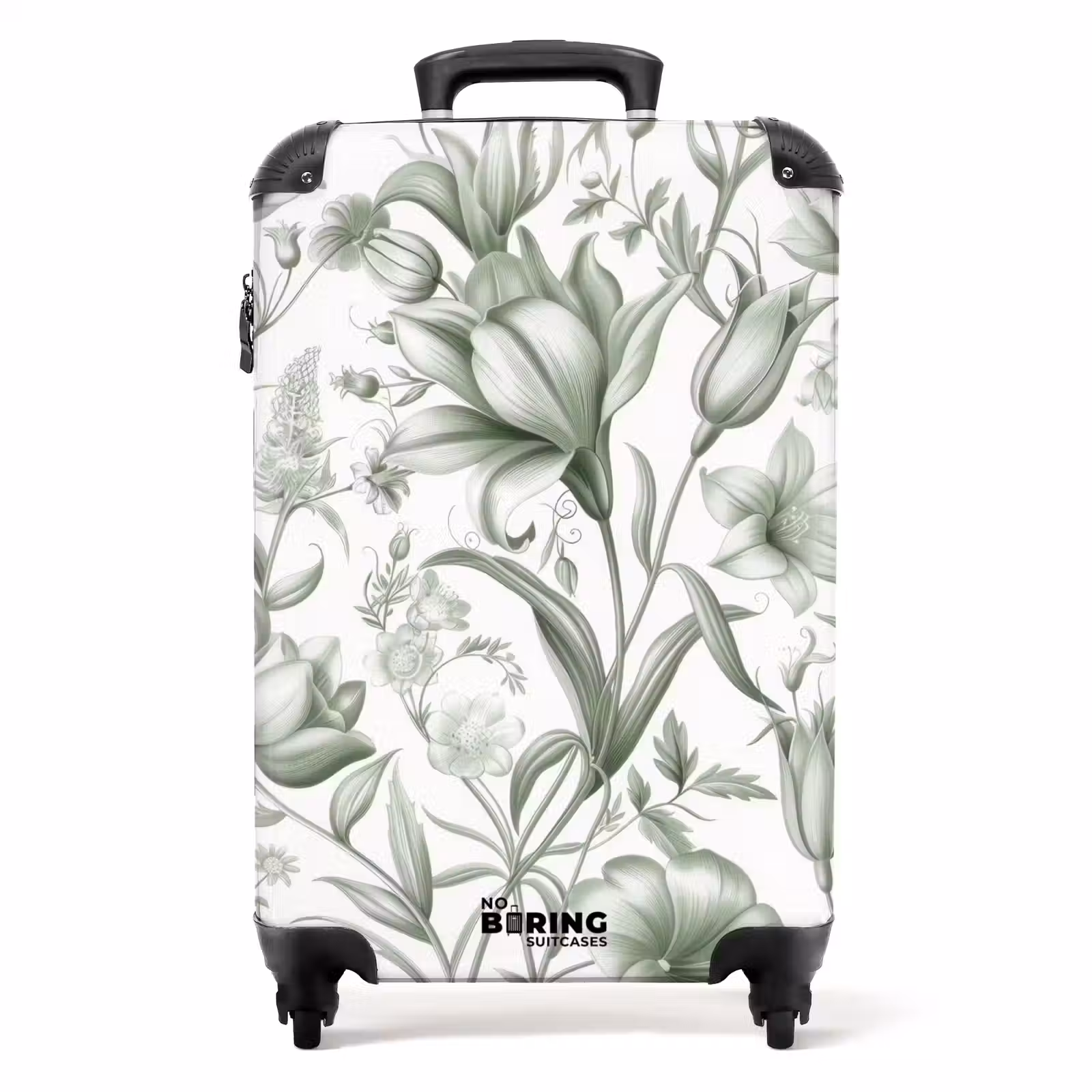 Valise - Fleurs vintage - vert clair et blanc — 1