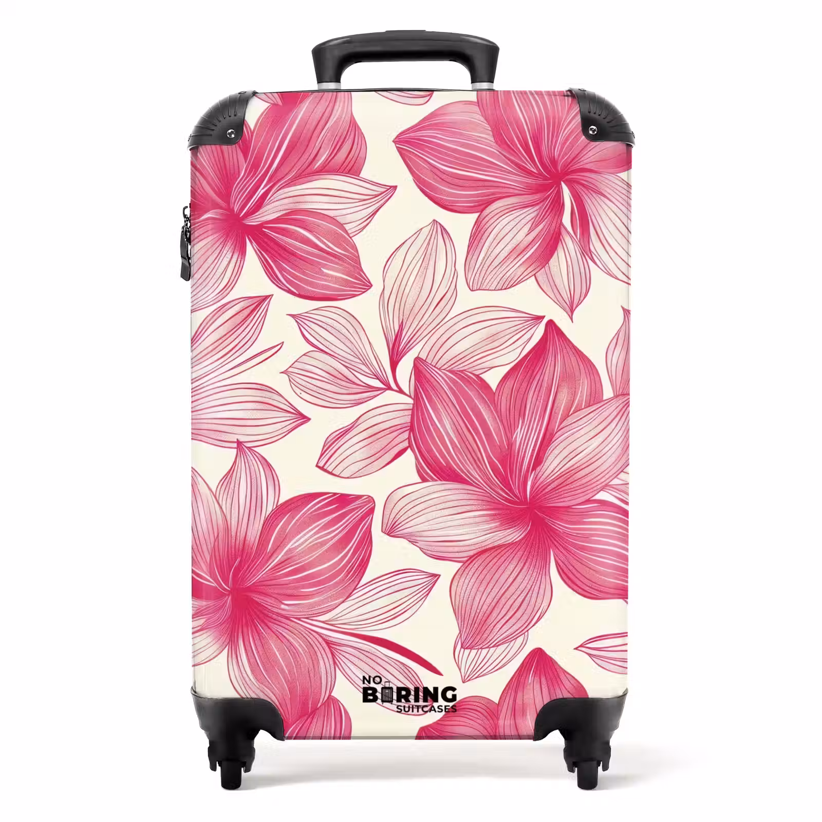 Valise - Motif floral vintage - Rose et crème — 1