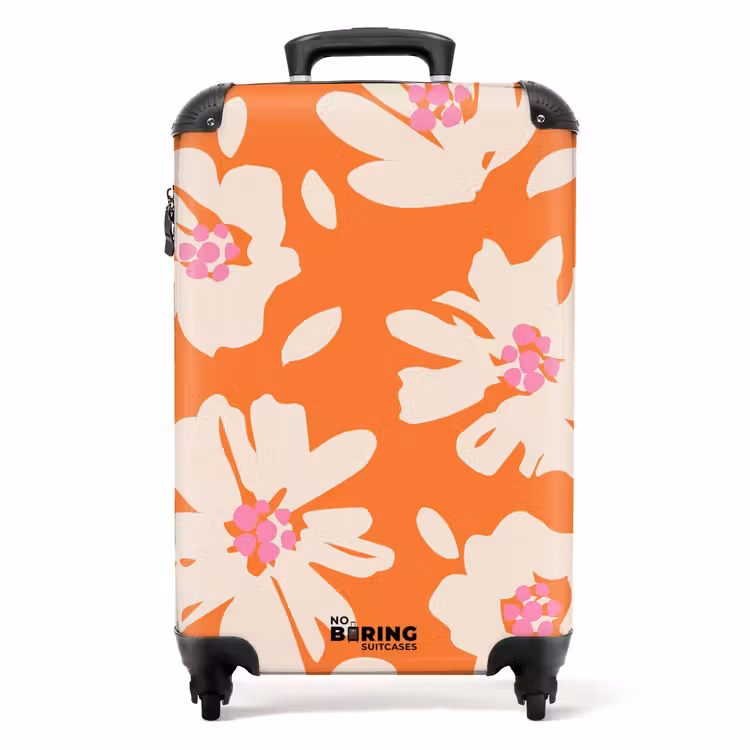 Valise - Fleurs pastel - Crème et orange — 1