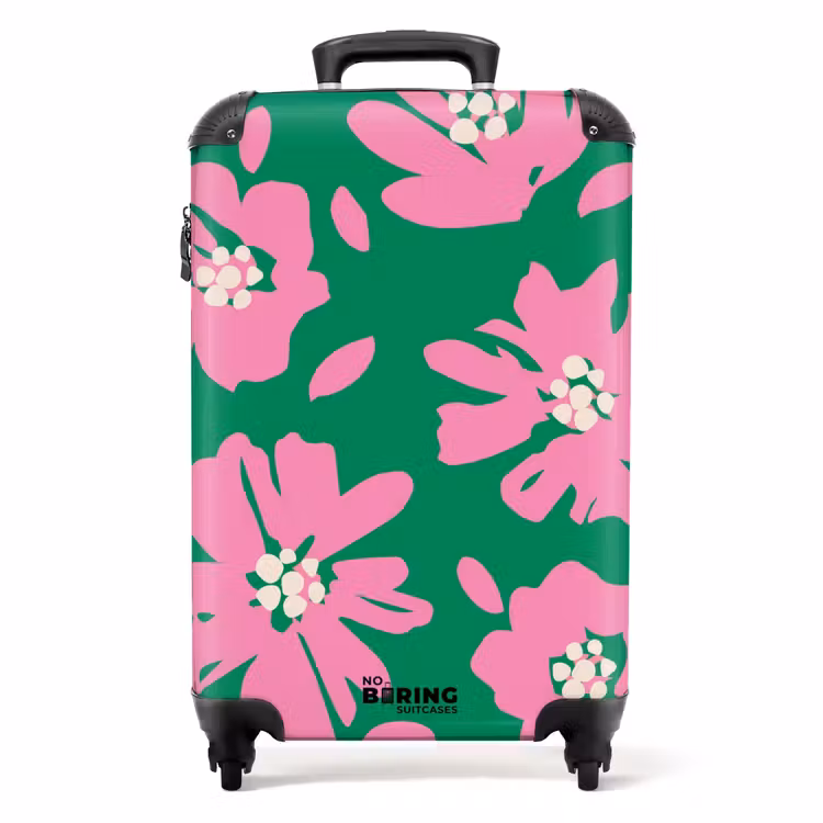 Valise - Fleurs pastel - Rose et vert — 1