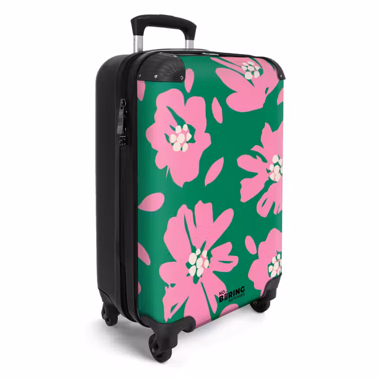 Valise - Fleurs pastel - Rose et vert — 2