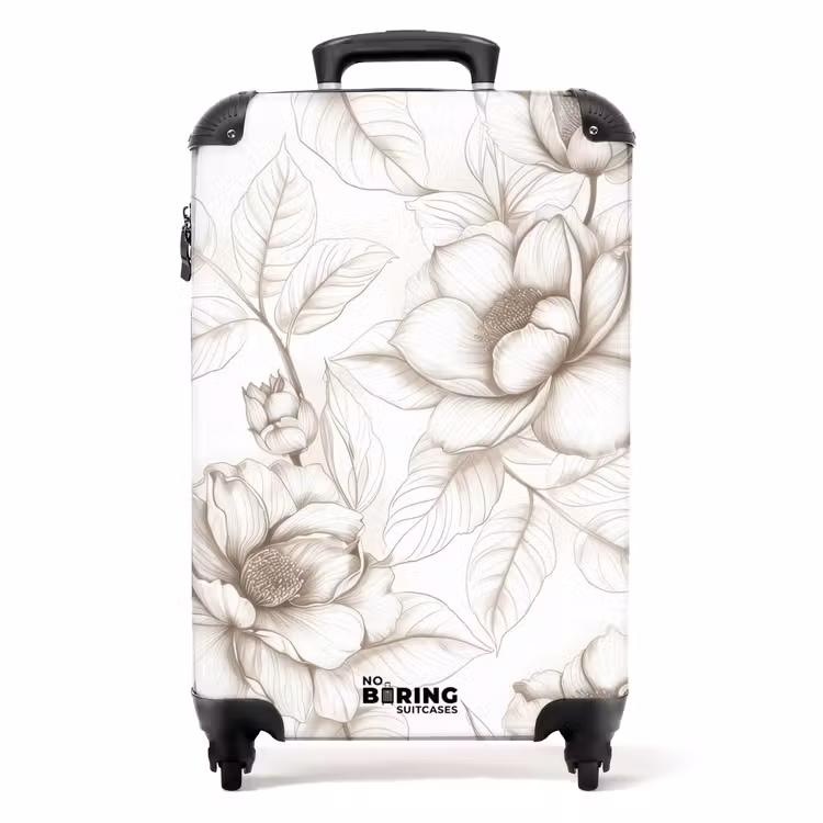 Valise - Fleurs vintage - beige et blanc crème — 1