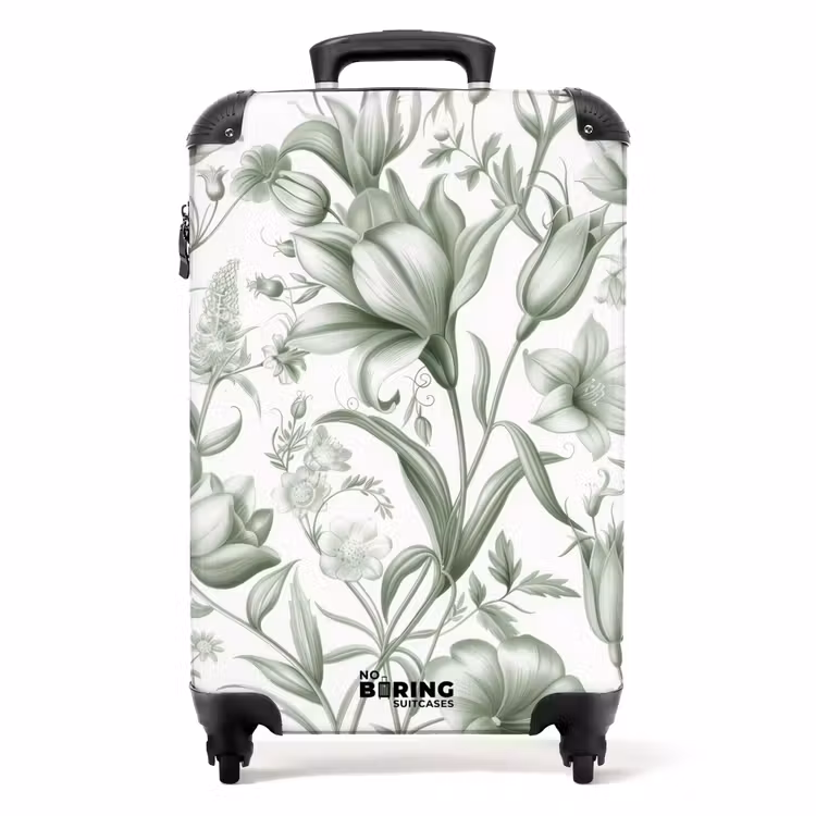 Valise - Fleurs vintage - vert clair et blanc — 1