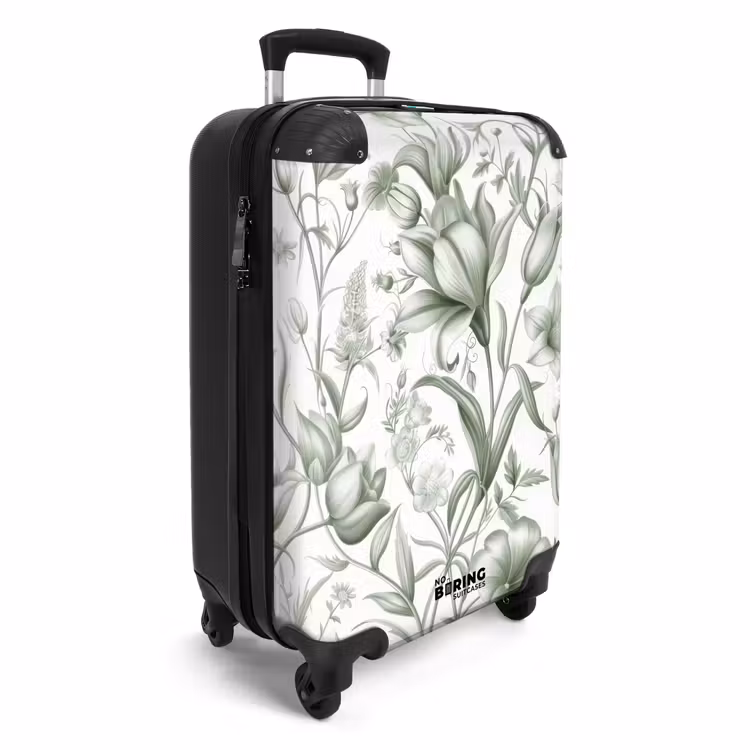 Valise - Fleurs vintage - vert clair et blanc — 2