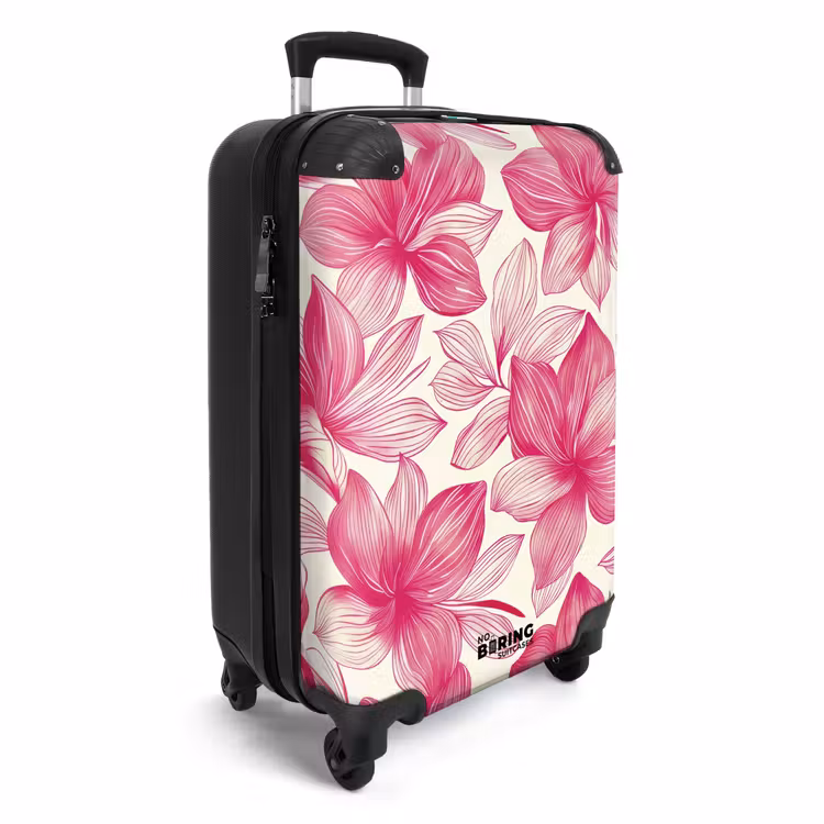 Valise - Motif floral vintage - Rose et crème — 2
