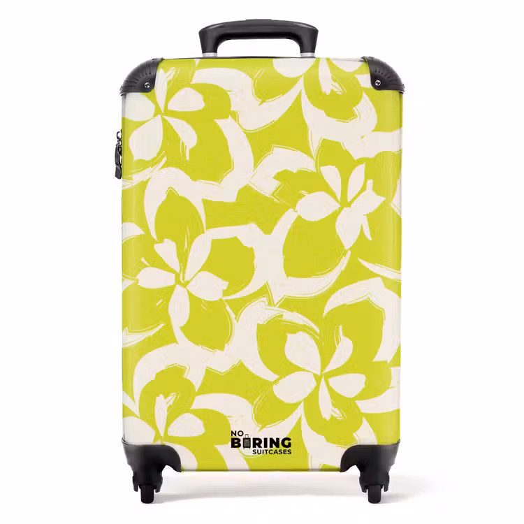Valise - Motif floral vintage - Vert citron — 1