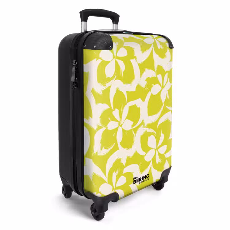 Valise - Motif floral vintage - Vert citron — 2