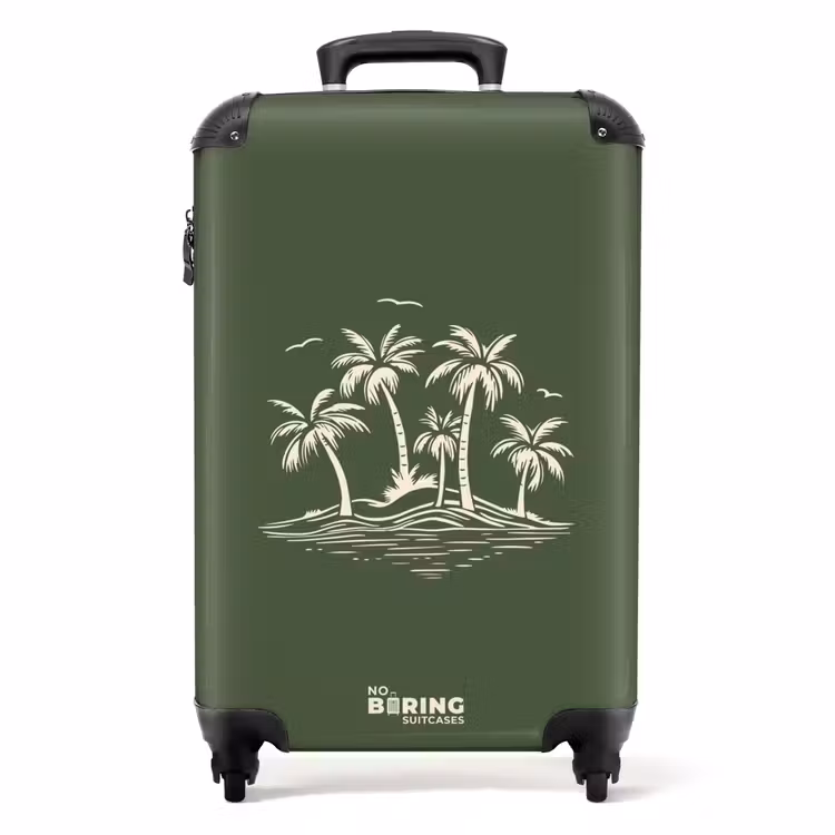 Valise - Palmiers - Palmiers sur fond vert olive — 1