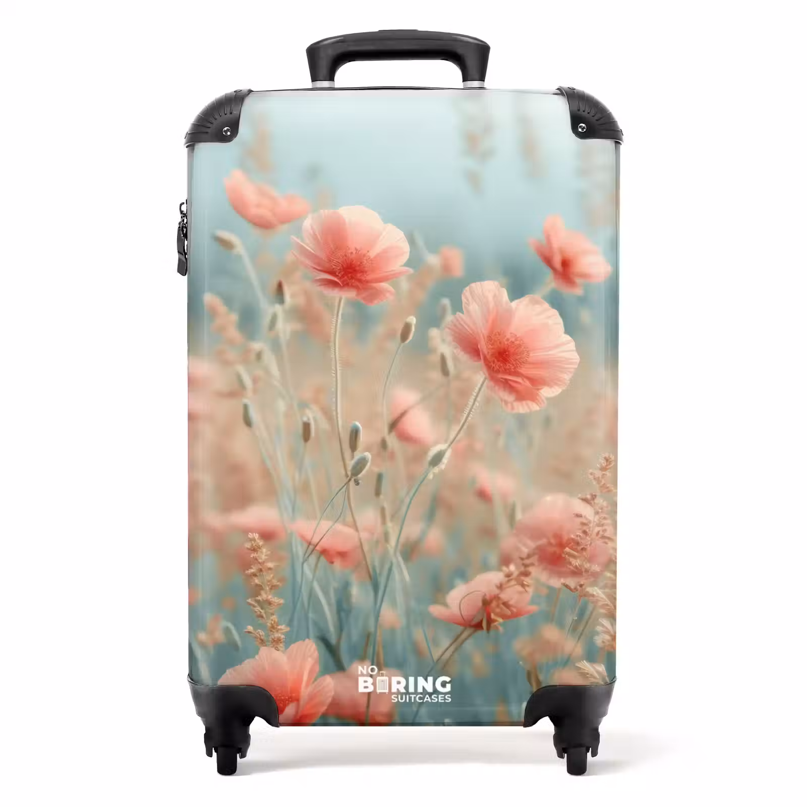 Valise - Champ de fleurs avec coquelicots roses — 1