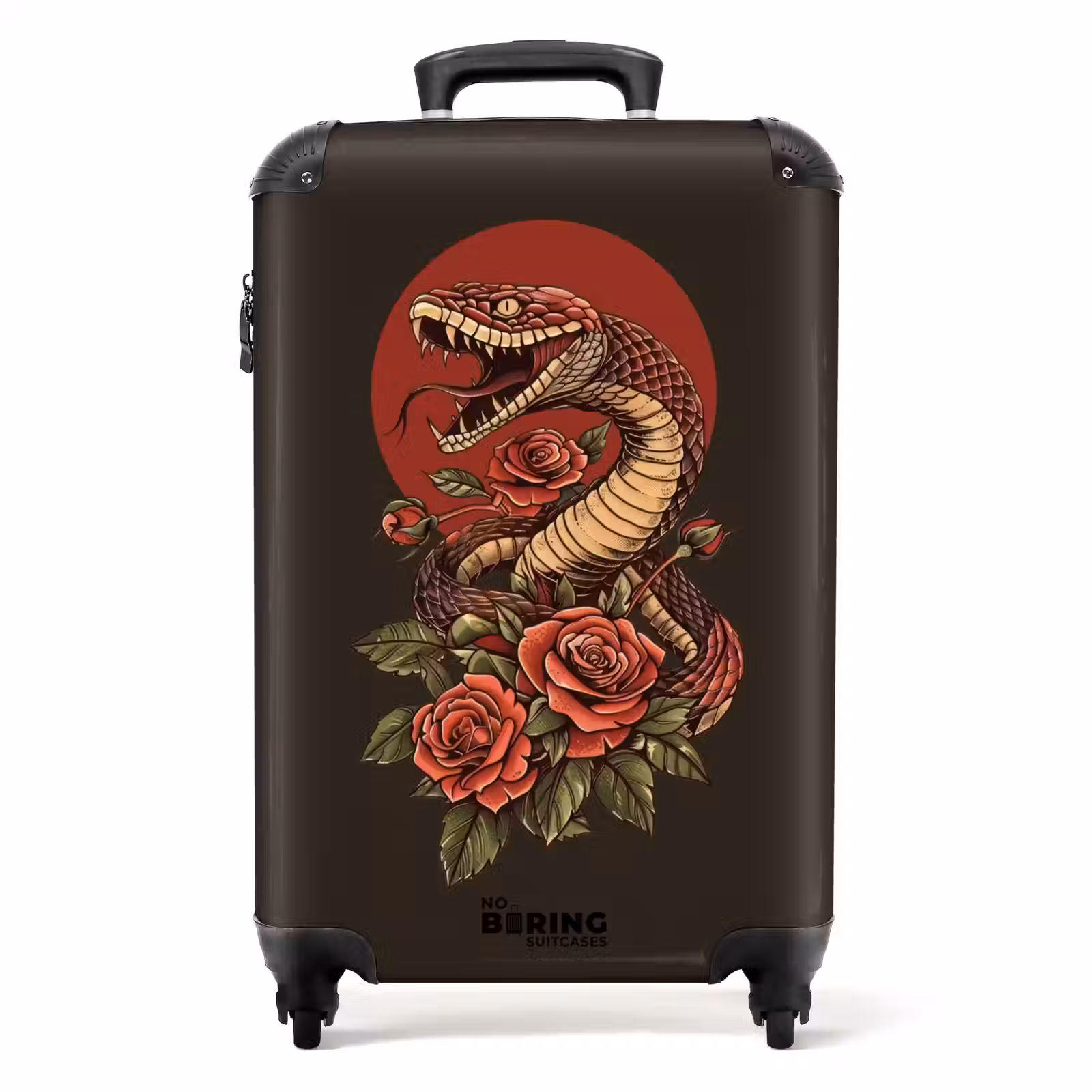 Valise - Style de tatouage- Serpent réaliste sur fond marron — 1