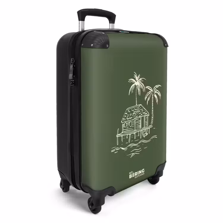 Valise - Palmiers - Île sur fond vert olive — 2