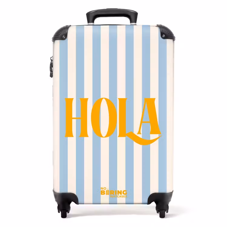 Valise - Citations - Hola bleu bébé et blanc crème — 1