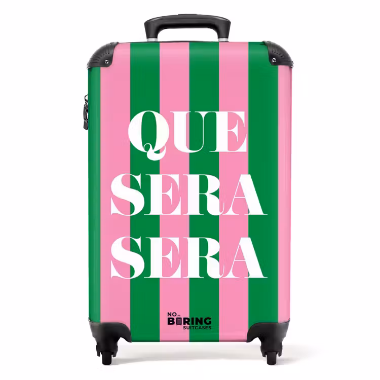 Valise - Citations - Que sera sera vert émeraude et rose fuchsia — 1