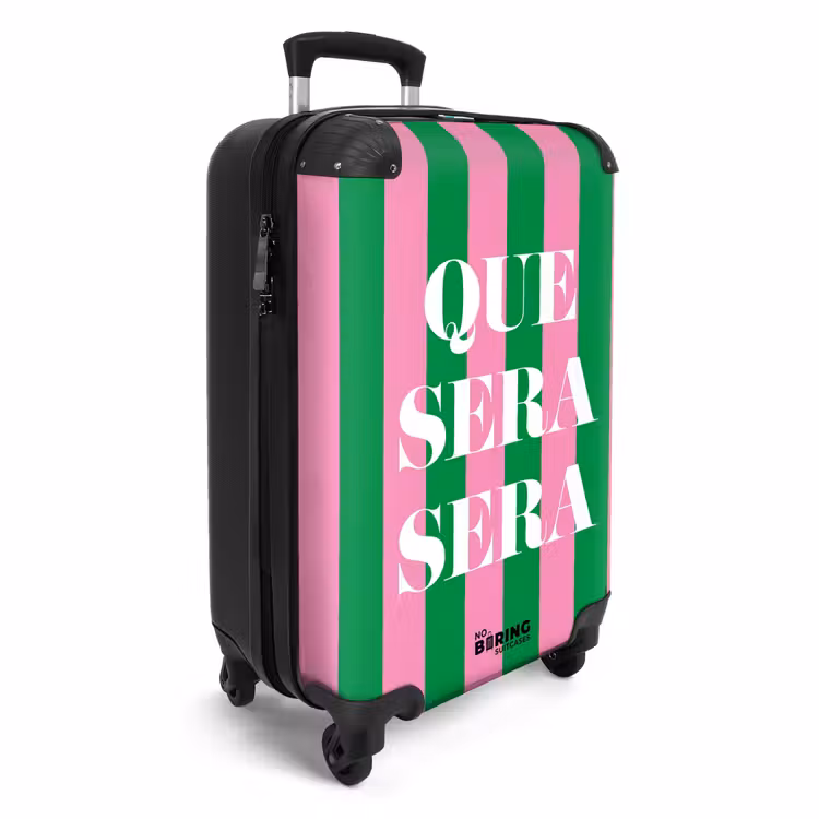 Valise - Citations - Que sera sera vert émeraude et rose fuchsia — 2