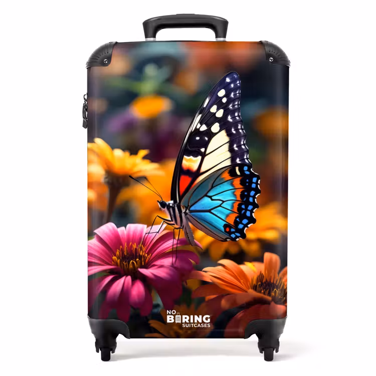 Valise - Papillon sur des fleurs colorées — 1