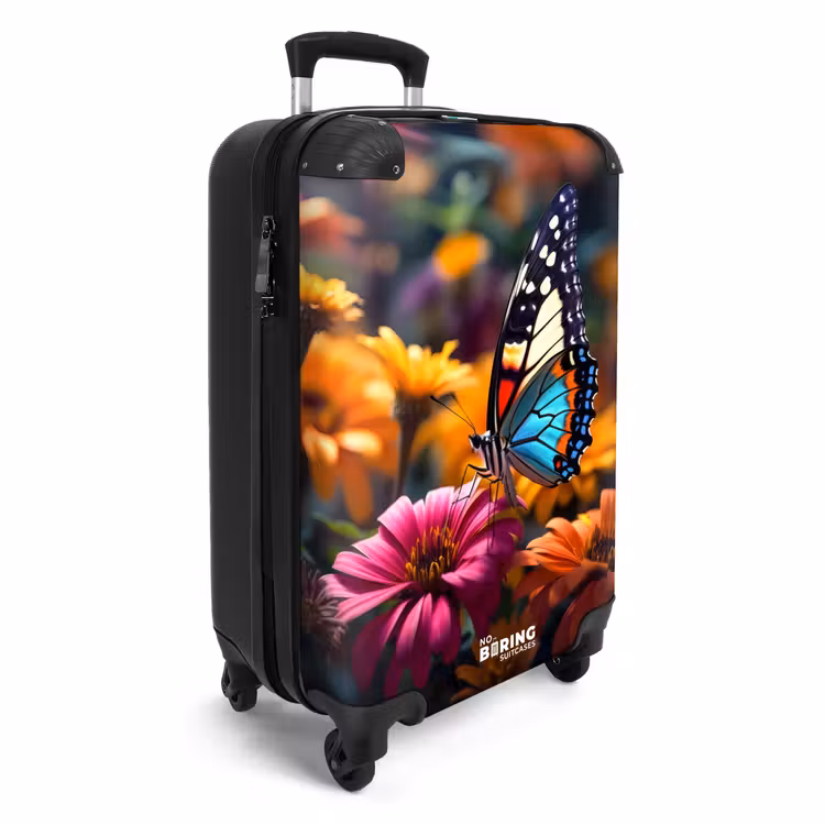 Valise - Papillon sur des fleurs colorées — 2