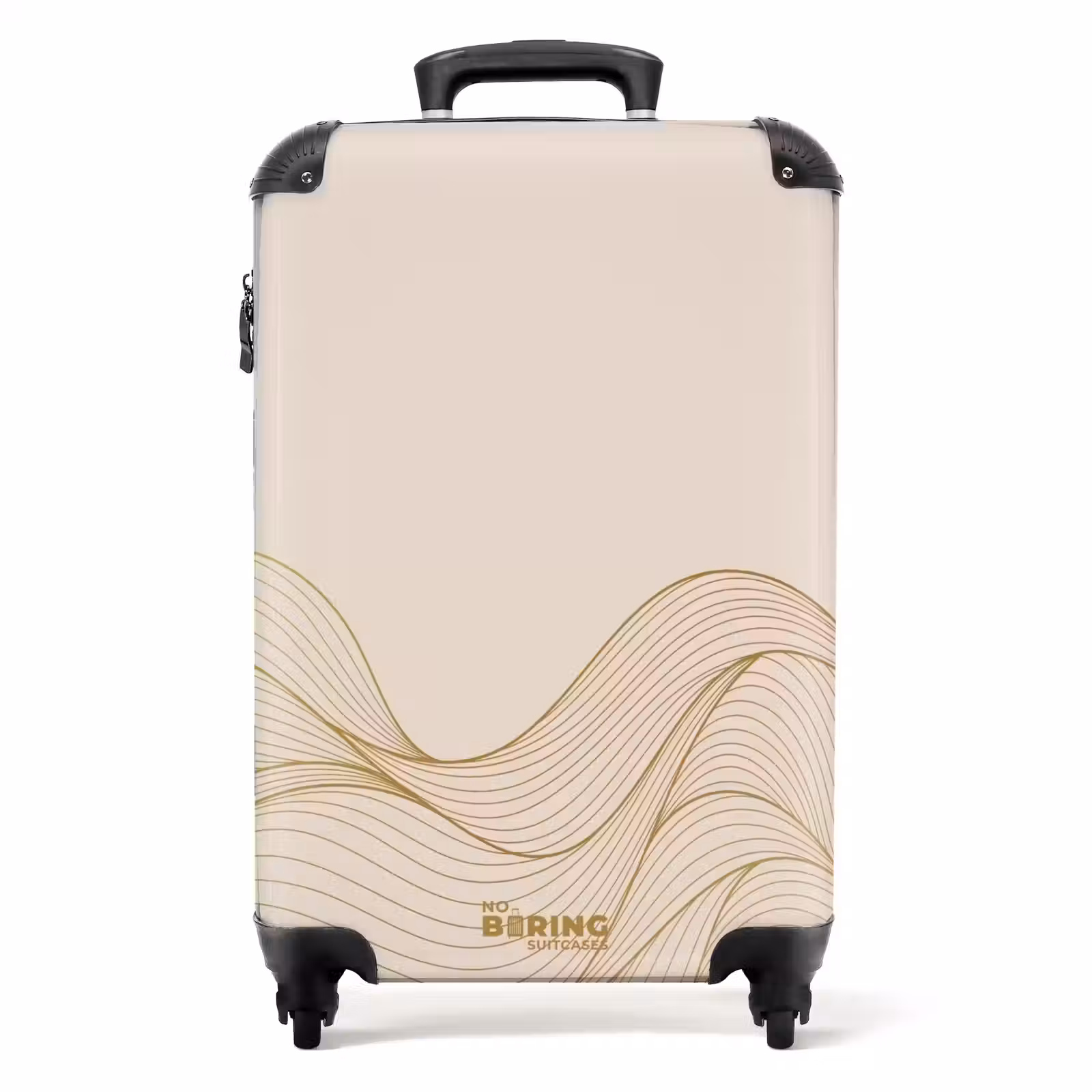 Valise - Minimal - Beige avec des vagues dorées — 1